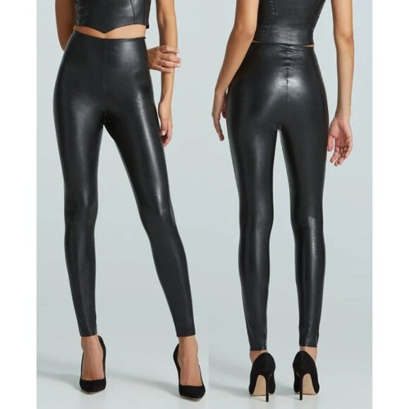 Commando Pants - Commando Faux Leather Pull On High Waisted Skinny Leggings Black Women's Small